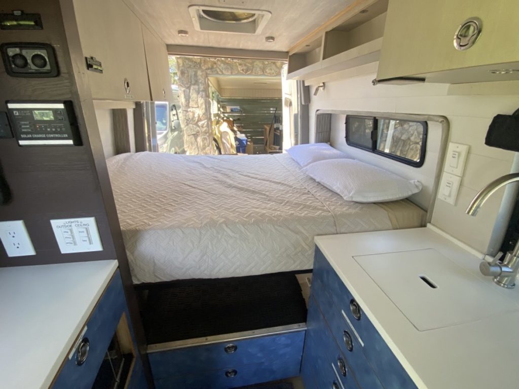 Bump outs on both sides of the sleeping area provide an extra eight inches of sleeping length.